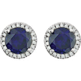 Sterling Silver Lab-Grown Blue Sapphire & 1/8 CTW Lab-Grown Diamond Earrings
