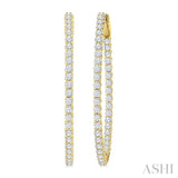 3 Ctw Inside-Out Round Cut Diamond 1/2-Inch Oval Hoop Earrings in 14K Yellow Gold