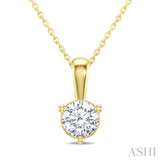 1/4 Ctw Round Cut Diamond Martini Solitaire Pendant With Chain in 14K Yellow Gold