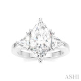 1/2 Ctw Marquise Shape Trillion and Round Cut Diamond Semi-Mount Engagement Ring in 14K White Gold