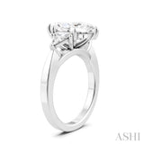 1/2 Ctw Marquise Shape Trillion and Round Cut Diamond Semi-Mount Engagement Ring in 14K White Gold