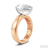 1/8 Ctw Pear Shape Round Cut Diamond Semi-Mount Engagement Ring in 14K Rose and White Gold