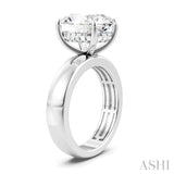1/8 Ctw Oval Shape Round Cut Diamond Semi-Mount Engagement Ring in 14K White Gold