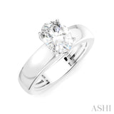 1/20 Ctw Oval Shape Round Cut Diamond Semi-Mount Engagement Ring in 14K White Gold