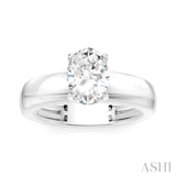 1/20 Ctw Oval Shape Round Cut Diamond Semi-Mount Engagement Ring in 14K White Gold