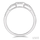 1/10 Ctw Curved Center Round Cut Diamond Wedding Band in 14K White Gold
