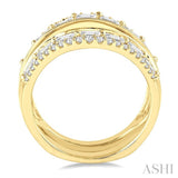 1 1/10 Ctw Baguette and Round Cut Diamond Insert Ring in 14K Yellow Gold