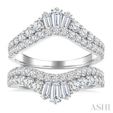 2 Ctw Baguette and Round Cut Diamond Insert Ring in 14K White Gold