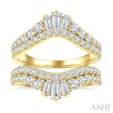 2 Ctw Baguette and Round Cut Diamond Insert Ring in 14K Yellow Gold