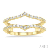 1/3 Ctw Baguette and Round Cut Diamond Chevron Insert Ring in 14K Yellow Gold