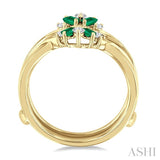 3X1.75 MM Baguette Cut Emerald and 1/6 Ctw Round Cut Diamond Precious Insert Ring in 14K Yellow Gold