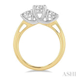 1 1/2 Ctw Past Present and Future Round Cut Diamond Precious Ring in 14K Yellow and White Gold