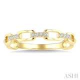 1/20 Ctw Oval Shaped Open Window Links Round Cut Diamond Stackable Fashion Band in 10K Yellow Gold