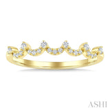 1/8 Ctw Round Cut Diamond Wave Stackable Band in 10K Yellow Gold