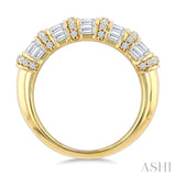 1 Ctw Baguette and Round Cut Diamond Fashion Bamboo Band in 14K Yellow Gold
