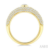 1 Ctw Pave Set Oval Shape and Round Cut Diamond Fashion Signet Ring in 14K Yellow Gold