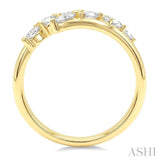 1 1/4 Ctw Slanted Split Mixed Diamond Cut Fashion Wide Band in 14K Yellow Gold
