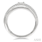 3/8 Ctw Criss-Cross Baguette and Round Diamond Fashion Ring in 14K White Gold