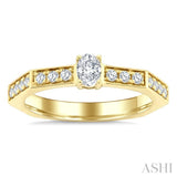 3/8 Ctw Hexagon Shank Marquise and Round Cut Diamond Fashion Ring in 14K Yellow Gold