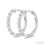 1/4 Ctw Round Cut Diamond Floating Hoop Fashion Earrings in 10K White Gold