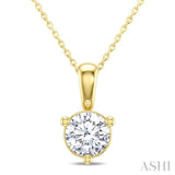 3/4 Ctw Round Cut Diamond Martini Solitaire Pendant With Chain in 14K Yellow Gold