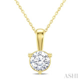 1/2 Ctw Round Cut Diamond Martini Solitaire Pendant With Chain in 14K Yellow Gold