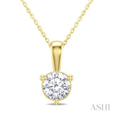 1/3 Ctw Round Cut Diamond Martini Solitaire Pendant With Chain in 14K Yellow Gold