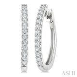 1/3 Ctw Round Cut Diamond Hoop Earrings in 14K White Gold