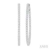 3 Ctw Inside & Outside Round Cut Diamond Hoop Earrings in 14K White Gold