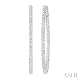 3 Ctw Inside-Out Round Cut Diamond 1/2-Inch Oval Hoop Earrings in 14K White Gold