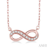 1/6 Ctw Round Cut Diamond Infinity Petite Pendant in 14K Rose Gold with Chain