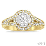 5/8 Ctw Lovebright Round Cut Diamond Engagement Ring in 14K Yellow and White Gold