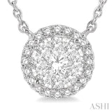 1/3 Ctw Circular Round Cut Diamond Lovebright Pendant With Chain in 14K White Gold