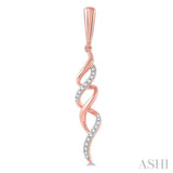 1/6 Ctw Ribbon Swirl Round Cut Diamond Long Earrings in 10K Rose Gold
