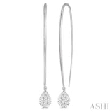 1/3 Ctw Pear Shape Dangler Lovebright Round Cut Diamond Earrings in 14K White Gold