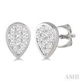 1/2 Ctw Pear Shape Lovebright Round Cut Diamond Bezel Stud Earrings in 14K White Gold