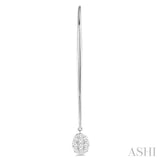 1/3 Ctw Oval Shape Dangler Lovebright Round Cut Diamond Earrings in 14K White Gold