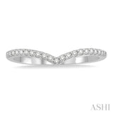 1/10 Ctw Chevron Center Round Cut Diamond Wedding Band in 14K White Gold