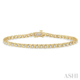 2 Ctw Round Cut Diamond Tennis Tulip Bracelet in 14K Yellow Gold