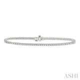 1 Ctw Square Shape Round Cut Diamond Tennis Bracelet in 18K White Gold