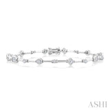 1 1/5 Ctw Mixed Diamond Cut Bar Link Bracelet in 14K White Gold