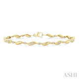 1/4 Ctw Wave Link Round Cut Diamond Fashion Bracelet in 10K Yellow Gold