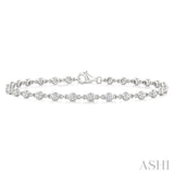 1 Ctw Bezel Set Round Cut Diamond Station Bracelet in 14K White Gold