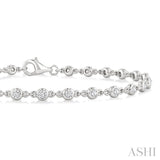 1 Ctw Bezel Set Round Cut Diamond Station Bracelet in 14K White Gold