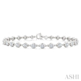 2 Ctw Bezel Set Round Cut Diamond Station Bracelet in 14K White Gold