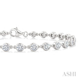 3 Ctw Bezel Set Round Cut Diamond Station Bracelet in 14K White Gold