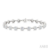 1/2 Ctw Bezel Set Round Cut Diamond Station Bracelet in 14K White Gold