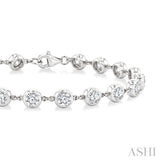 1/2 Ctw Bezel Set Round Cut Diamond Station Bracelet in 14K White Gold