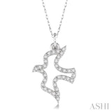 1/6 Ctw Single Cut Diamond Dove Petite Pendant in 14K White Gold with Chain