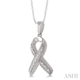 1/20 Ctw Round Cut Diamond Support Ribbon Pendant in Sterling Silver with Chain